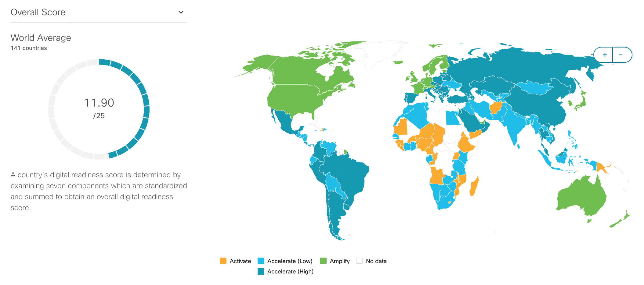 Map, Cisco Digital Readiness Index 2019