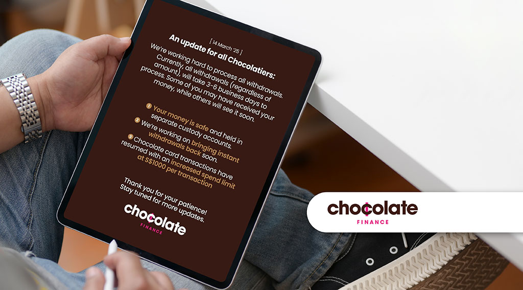 Chocolate Finance Processes Withdrawals, Raises Debit Card Spending Cap to S$1,000 chocolate finance resumes withdrawals