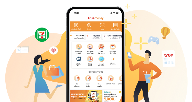 fintech apps for digital nomads in Thailand, TrueMoney Wallet illustration, Source: TrueMoney